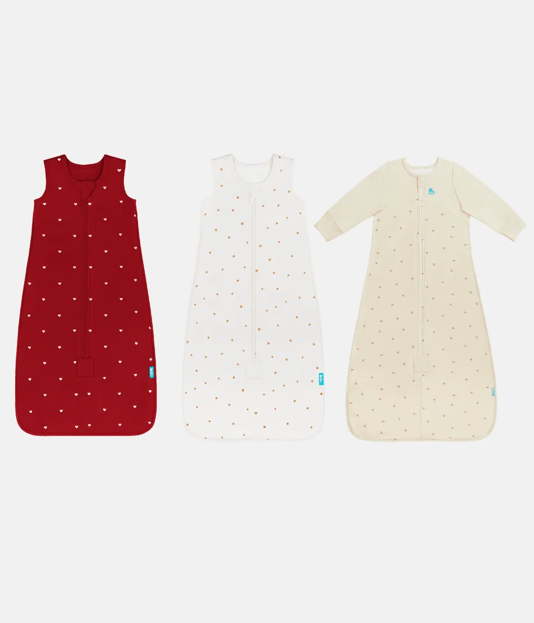 Sleep Bag Bundle | 1.5 TOG | Maroon Hearts | Buff Twinkle | Oatmeal