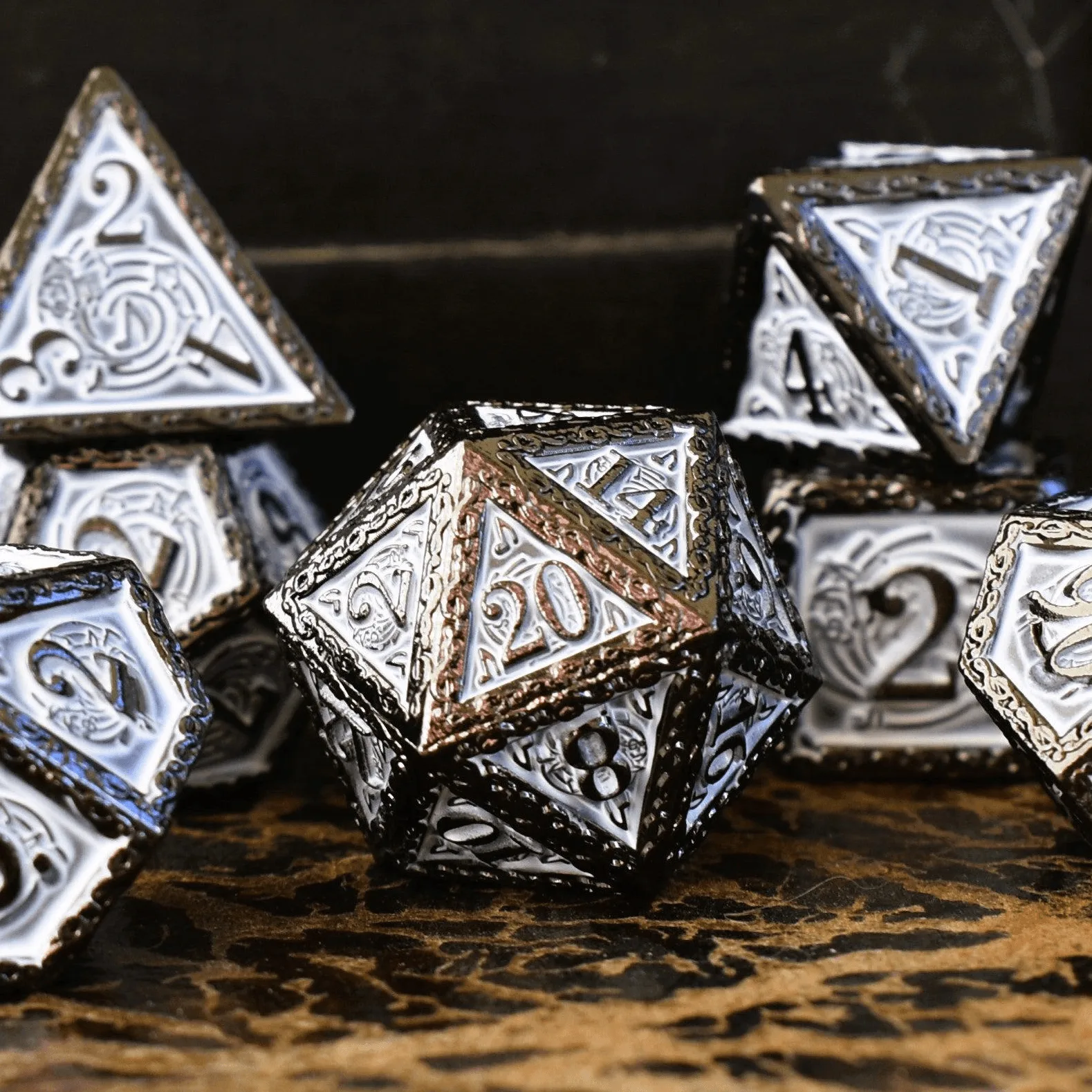 PRE-ORDER || Ballad of the Bard Black and White Metal Dice Set