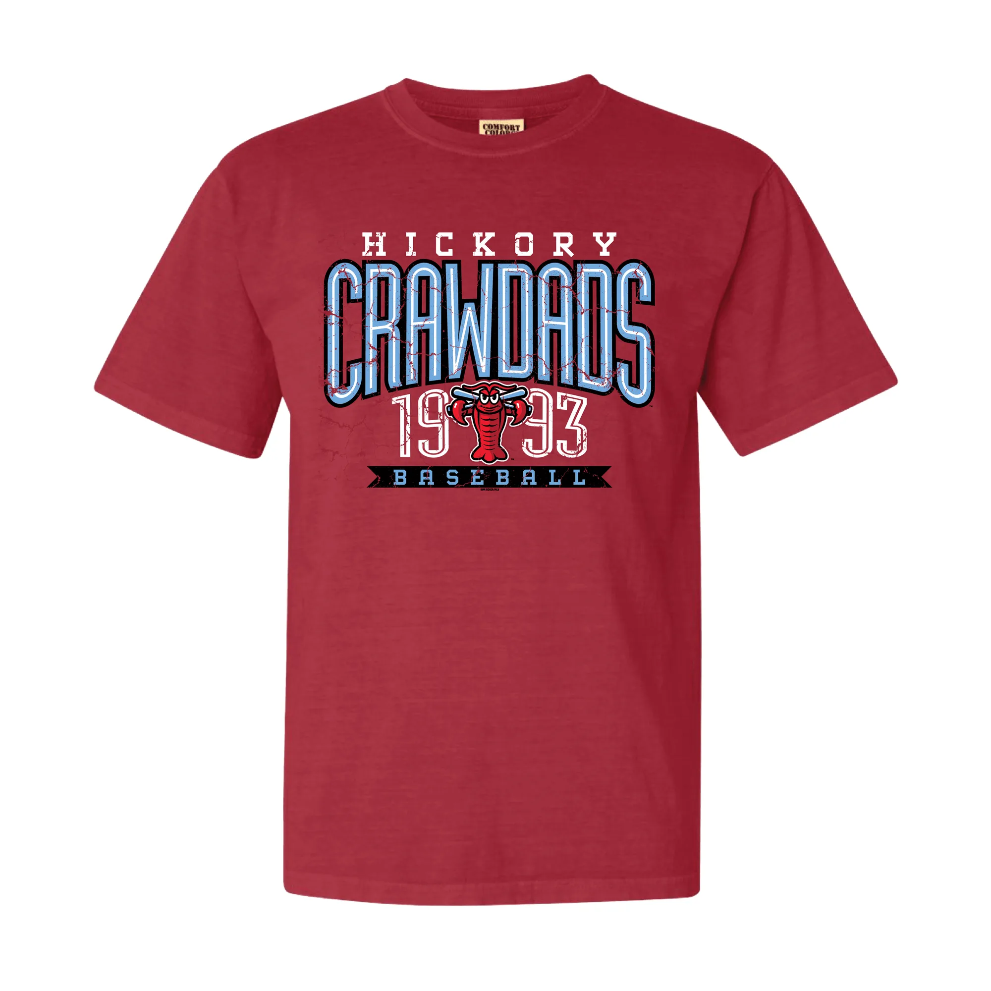 Hickory Crawdads Comfort Colors Ramen Crimson Adult Tee