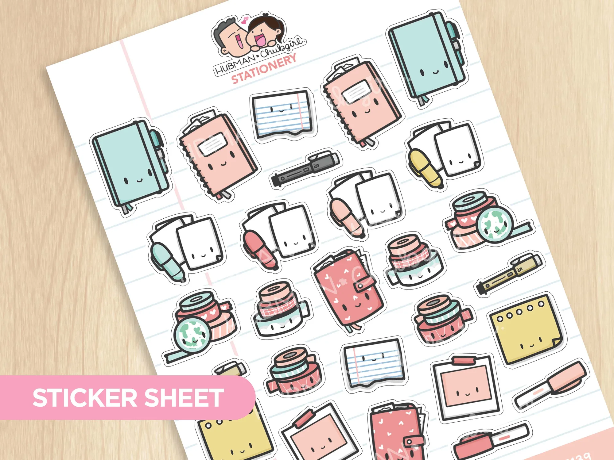 Sticker Sheet - Pink Stationery