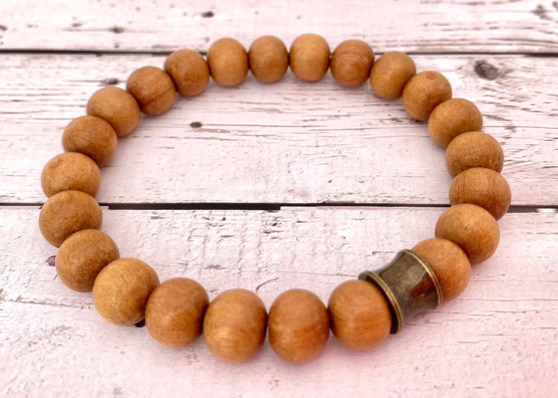 Heren Sandelhout Armband - Armband voor het Kalmeren van de Drukke Geest - Heren Aardse Accessoire - Natuurlijke Houten Armband - Aardende Armband - Kwaliteit Sandelhout Armband —