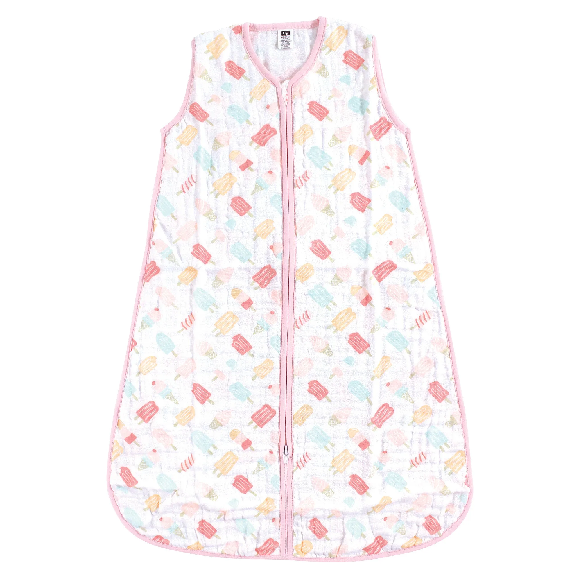 Hudson Baby Muslin Cotton Sleeveless Wearable Sleeping Bag, Sack, Blanket, Ice Cream
