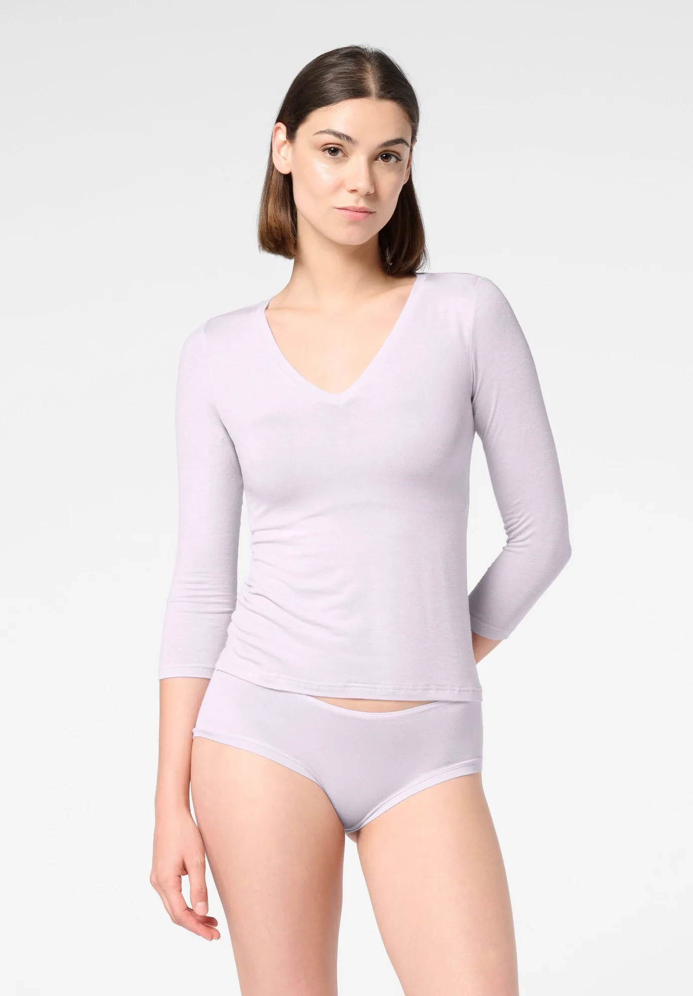 Micromodal and Cashmere 3 -4 Sweater Perfect Cashmere - Lilac 12