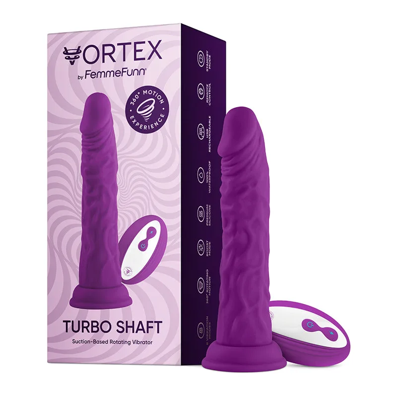 FemmeFunn Vortex Turbo Shaft 2.0 8 in. ديلدو اهتزازي دوار أرجواني