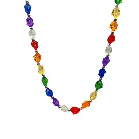 Collana in perle di pietra Infiniti arcobaleno in acrilico da 38"