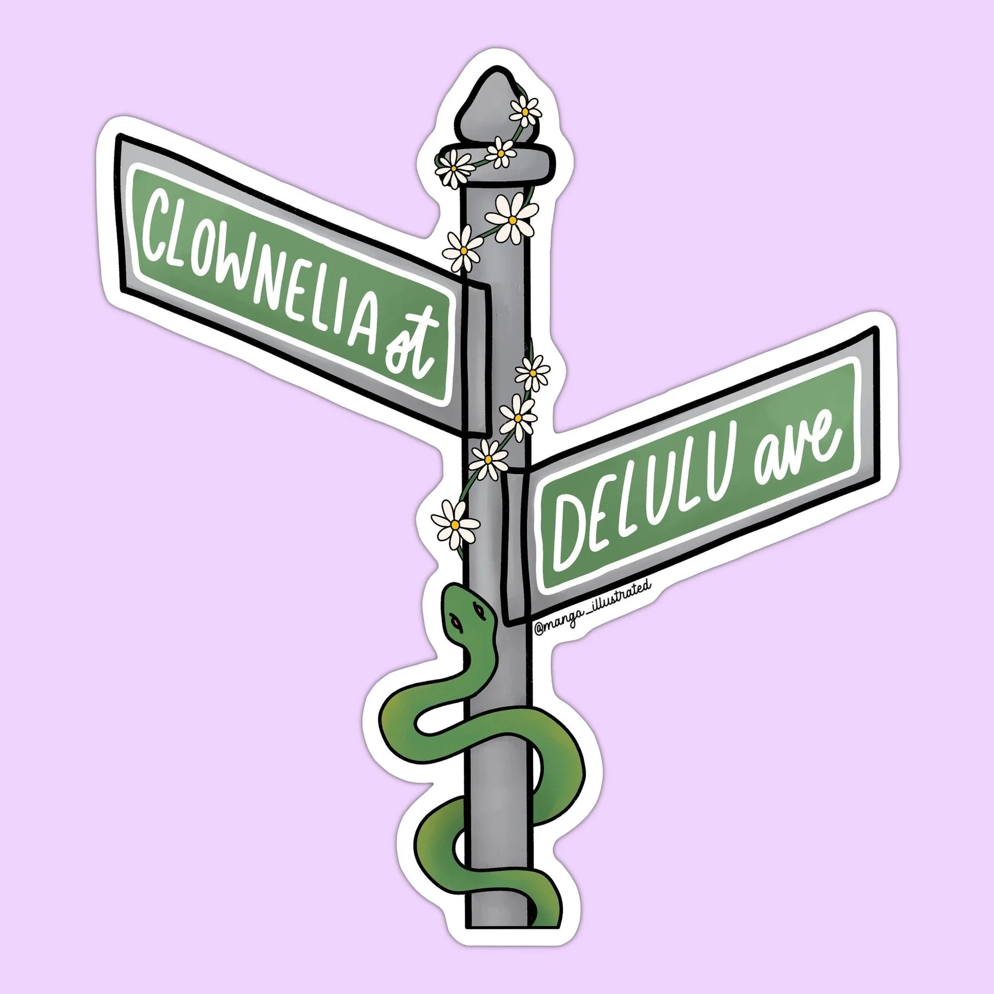 Clownelia Street and Delulu Avenue sticker