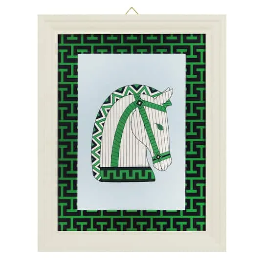 Décoration Murale Cheval Grec Vert, Noir & Blanc 18.5" par Jonathan Adler x Michaels