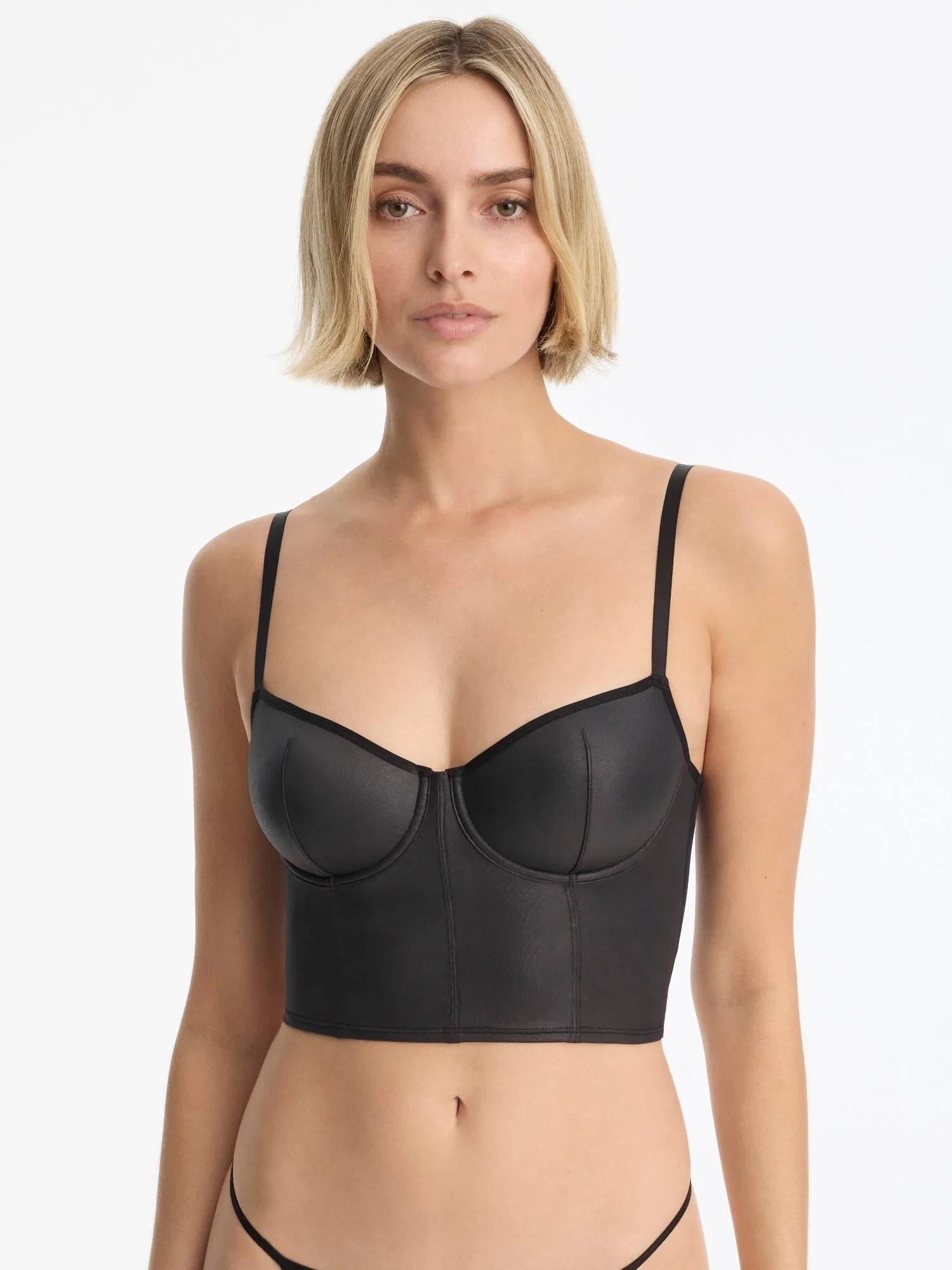 Late Night Faux Leather Corset Cami
