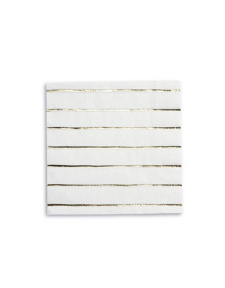 Gold Striped Large Napkins (Set of 16)