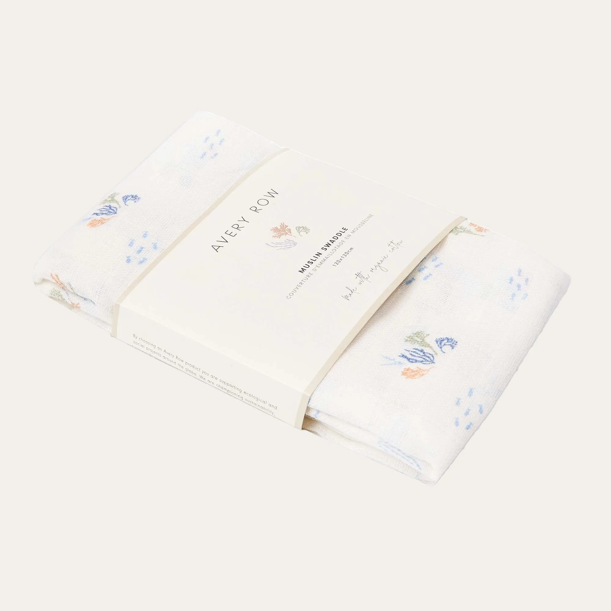 Organic Baby Muslin Swaddle 'Coastline'