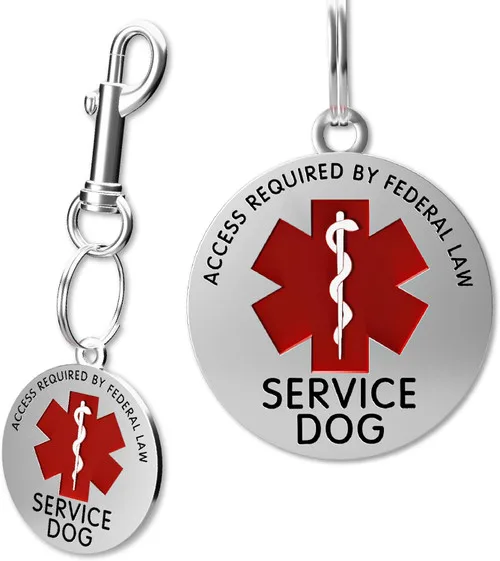 Service Dog Tag Medical Alert - ADA Access Required Chrome Tag