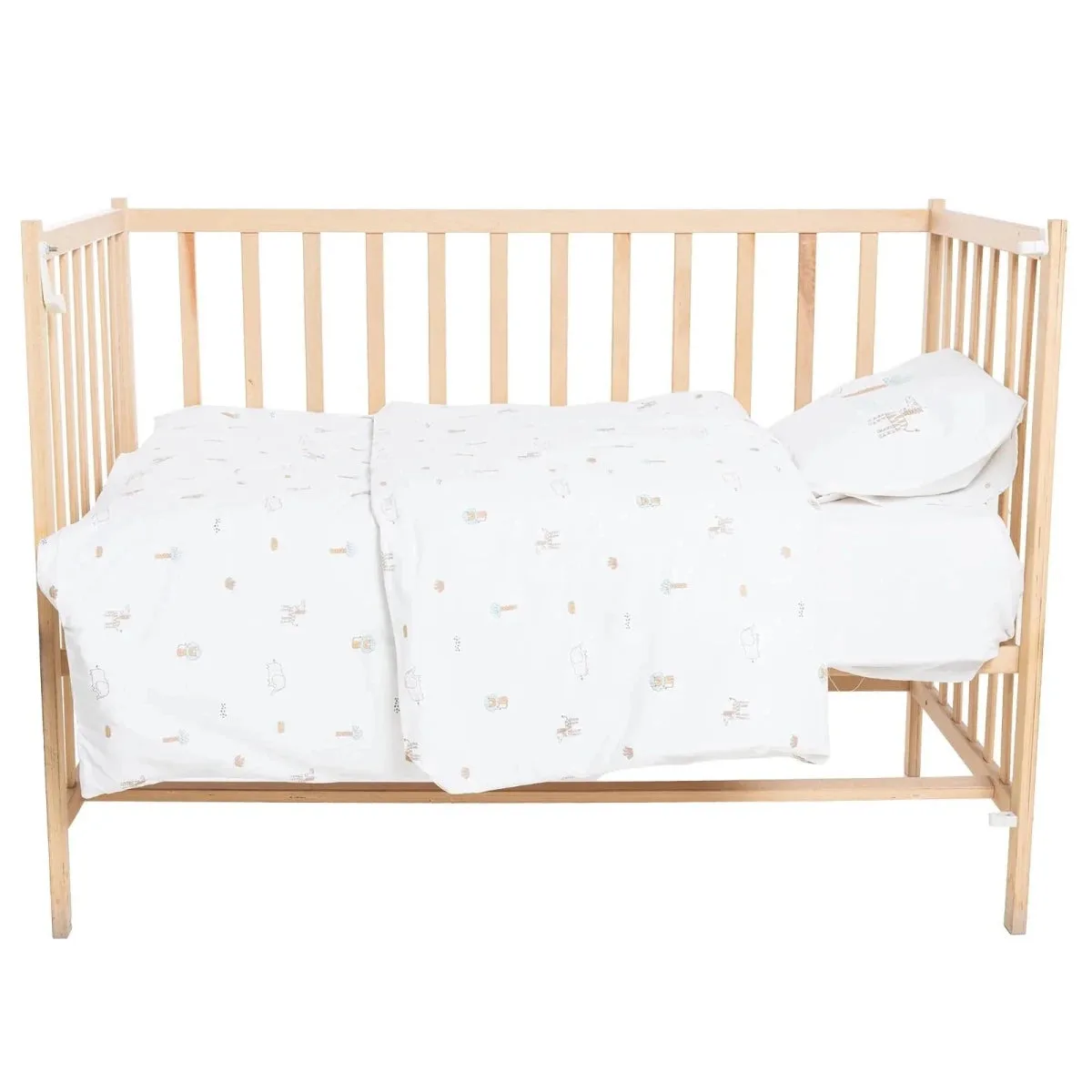Little Dreams Animal Print Baby Duvet Cover Set (100 x 150 cm) - Ecru Printed