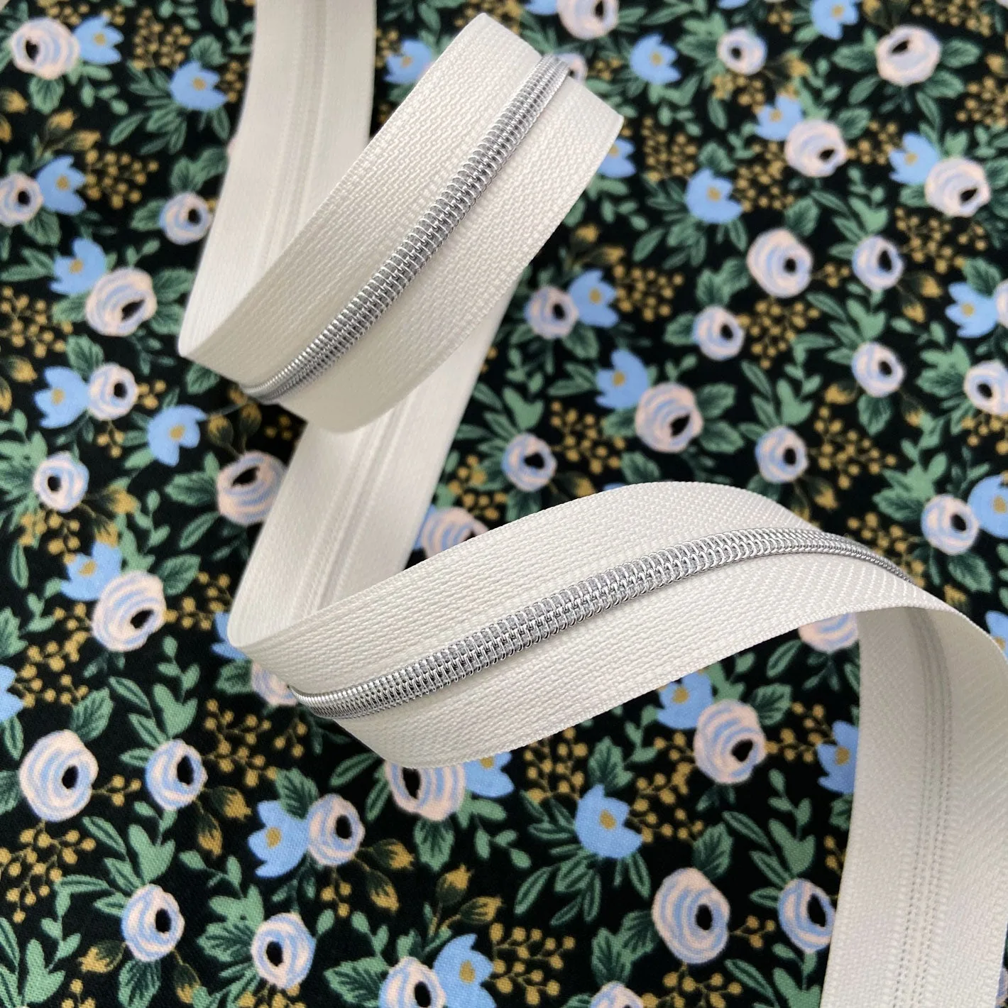 Ivory - #3 Silver Nylon Coil Zipper Tape