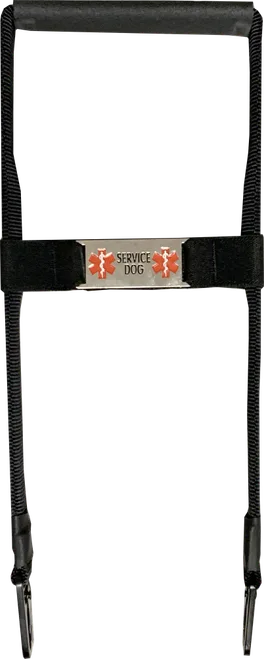 Rigid Clip-On Service Dog Bridge Handle w/Chrome Service Dog ID Band - 12"