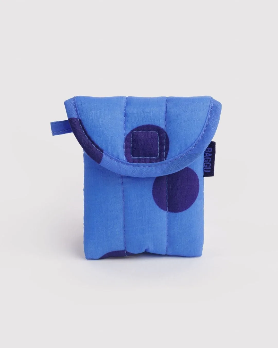 Blue Polka Dot Puffy Earbuds Case
