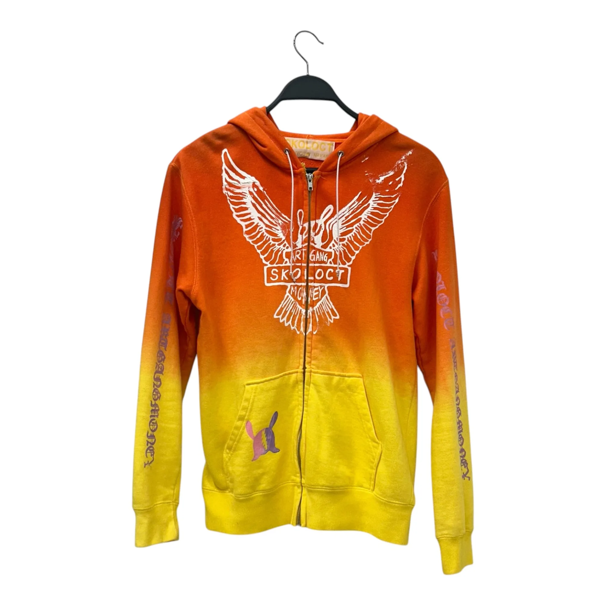 SKOLOCT/Hoodie à zip/M/Graphique/Coton/Orange/Hoodie Art Gang
