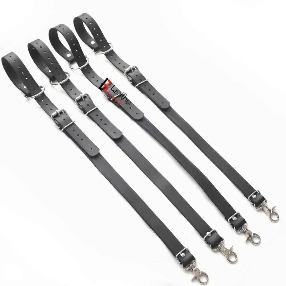 4-teilige Bett-Fesselriemen aus echtem Rindsleder, BDSM-Ausrüstung & Bondage-Fesseln mit Verbindungsstücken