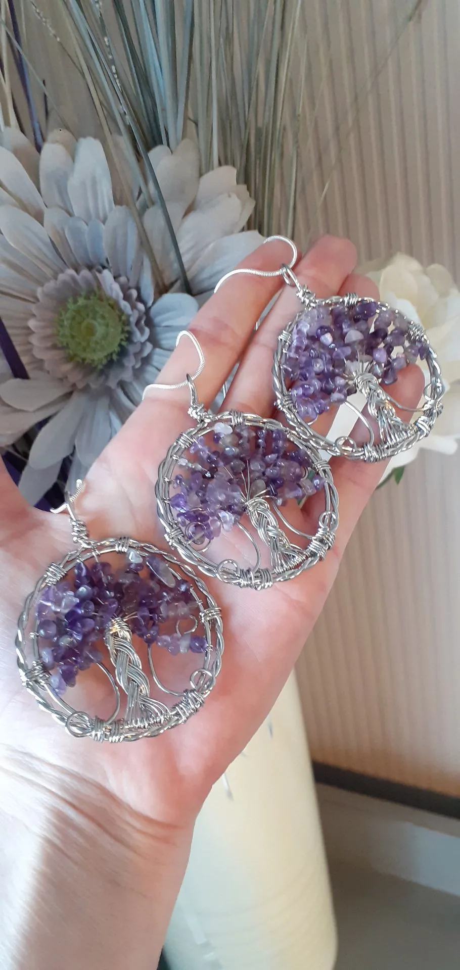 Amethyst Circular Tree of Life Gemstone Pendant