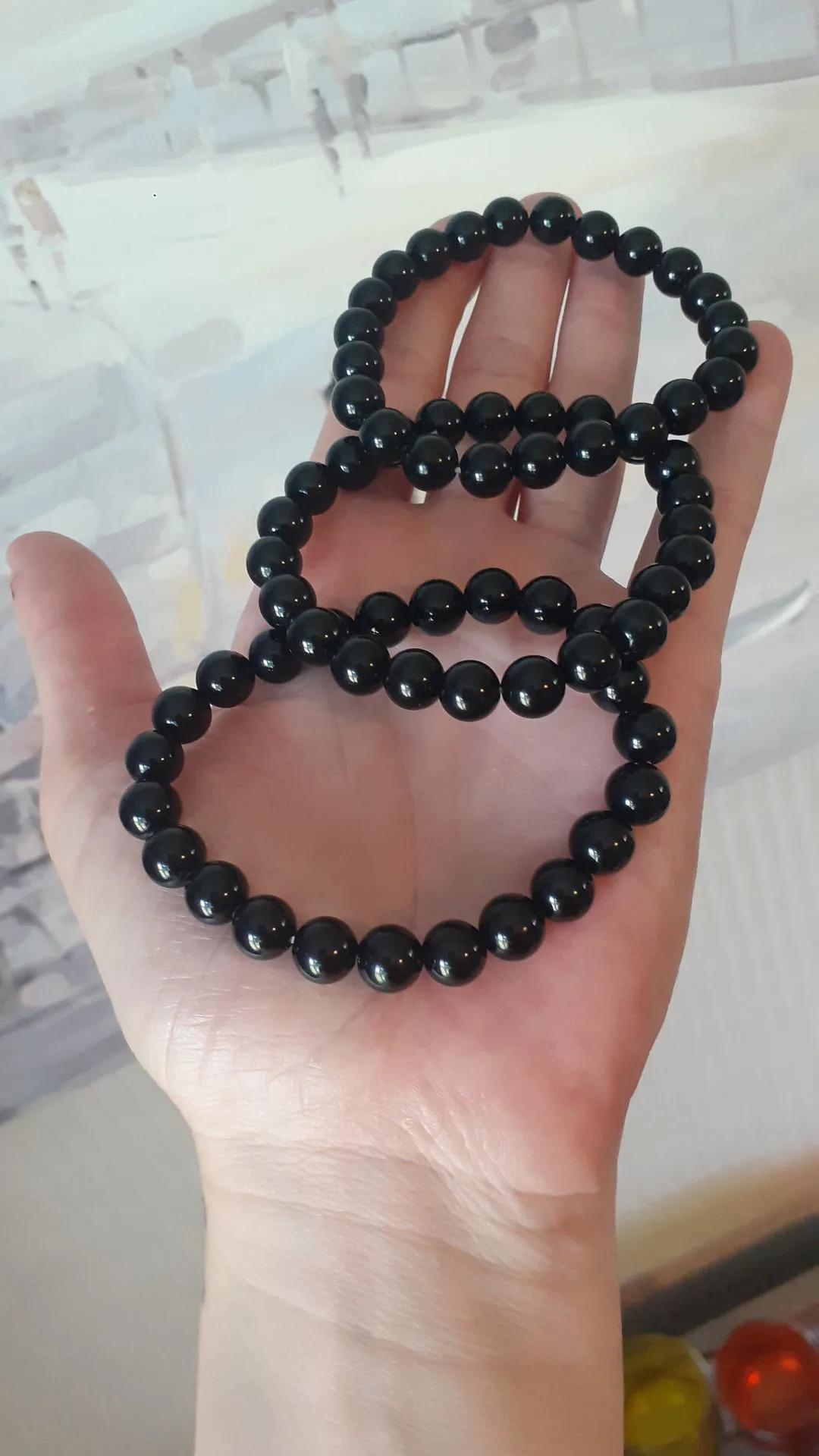 Black Obsidian Bead Bracelet