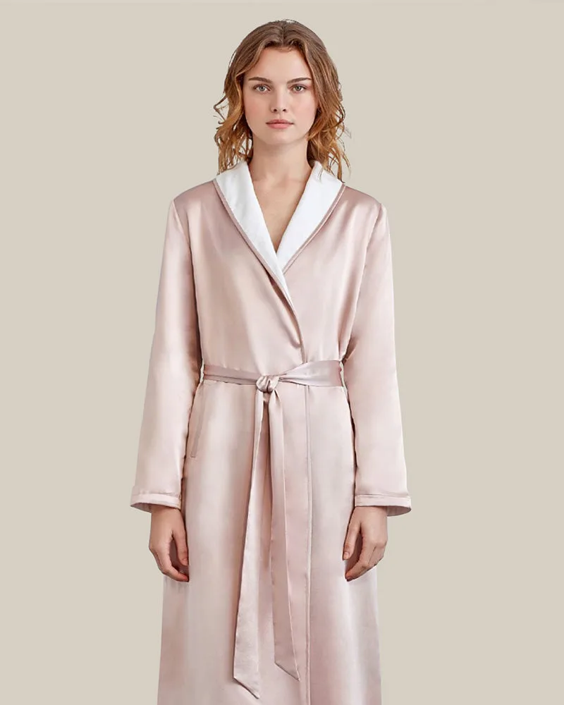 Silk and Velvet Reversible Robe for Winter