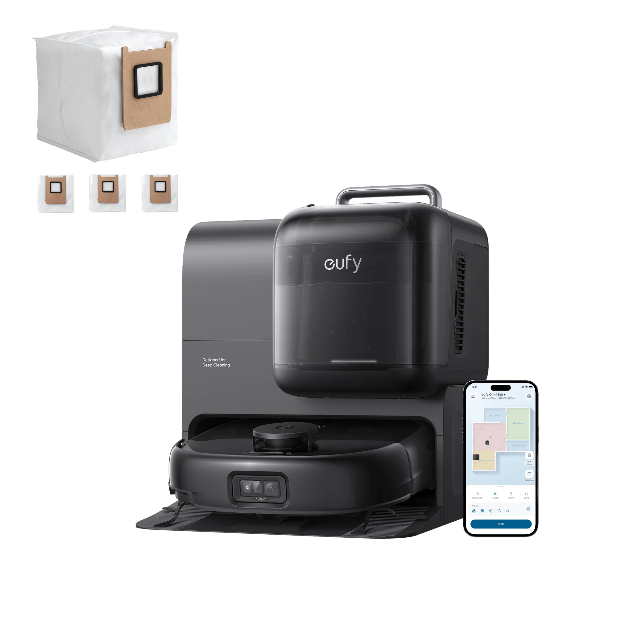 eufy Robot Aspirapolvere Omni E28 con 3 Sacchetti per la Polvere Extra