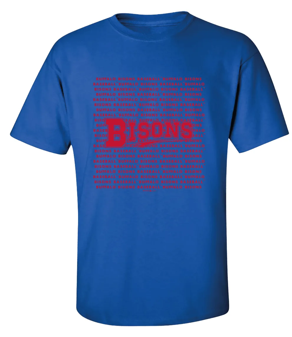 Buffalo Bisons Royal Repeat Wordmark Tee