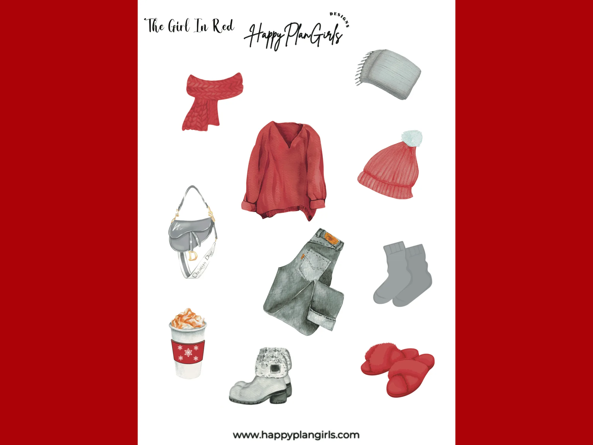 Hoja de pegatinas The Girl In Red
