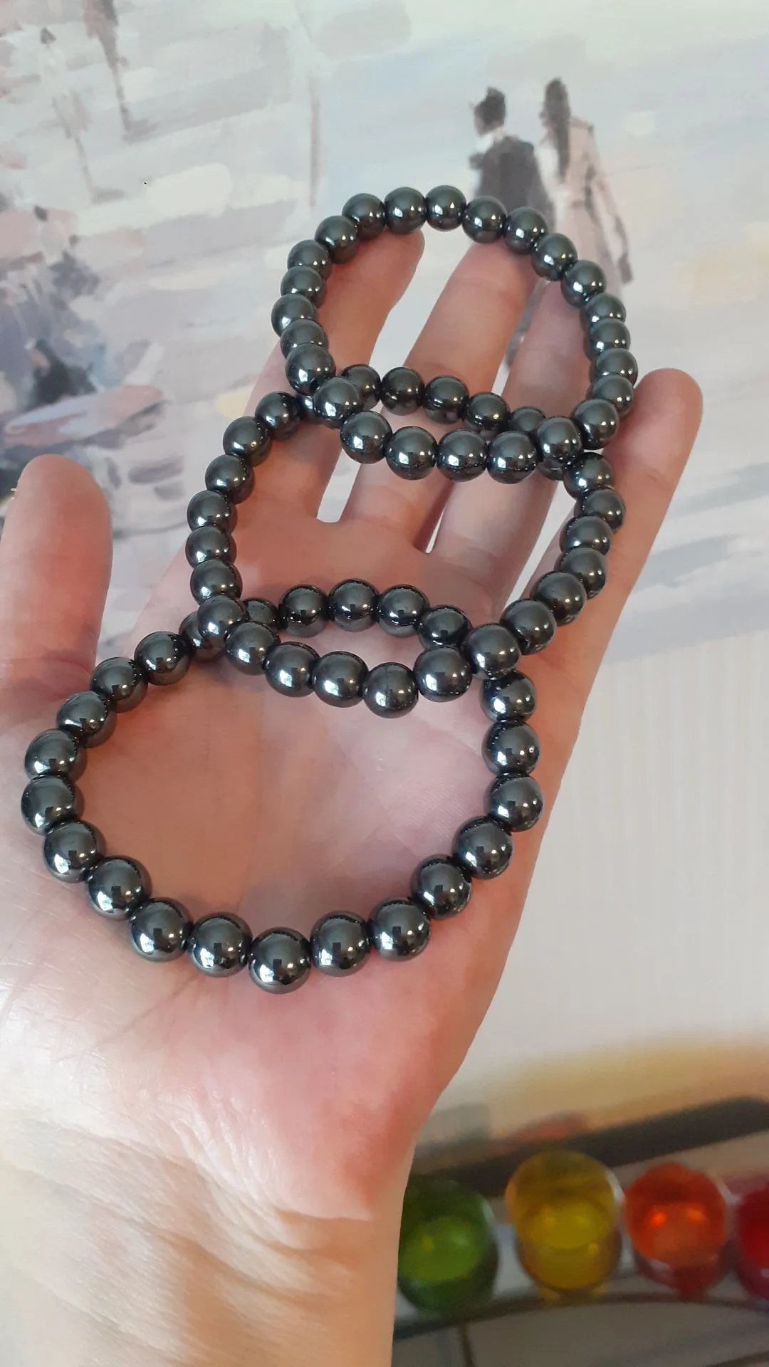 Hematite Round Bead Bracelet