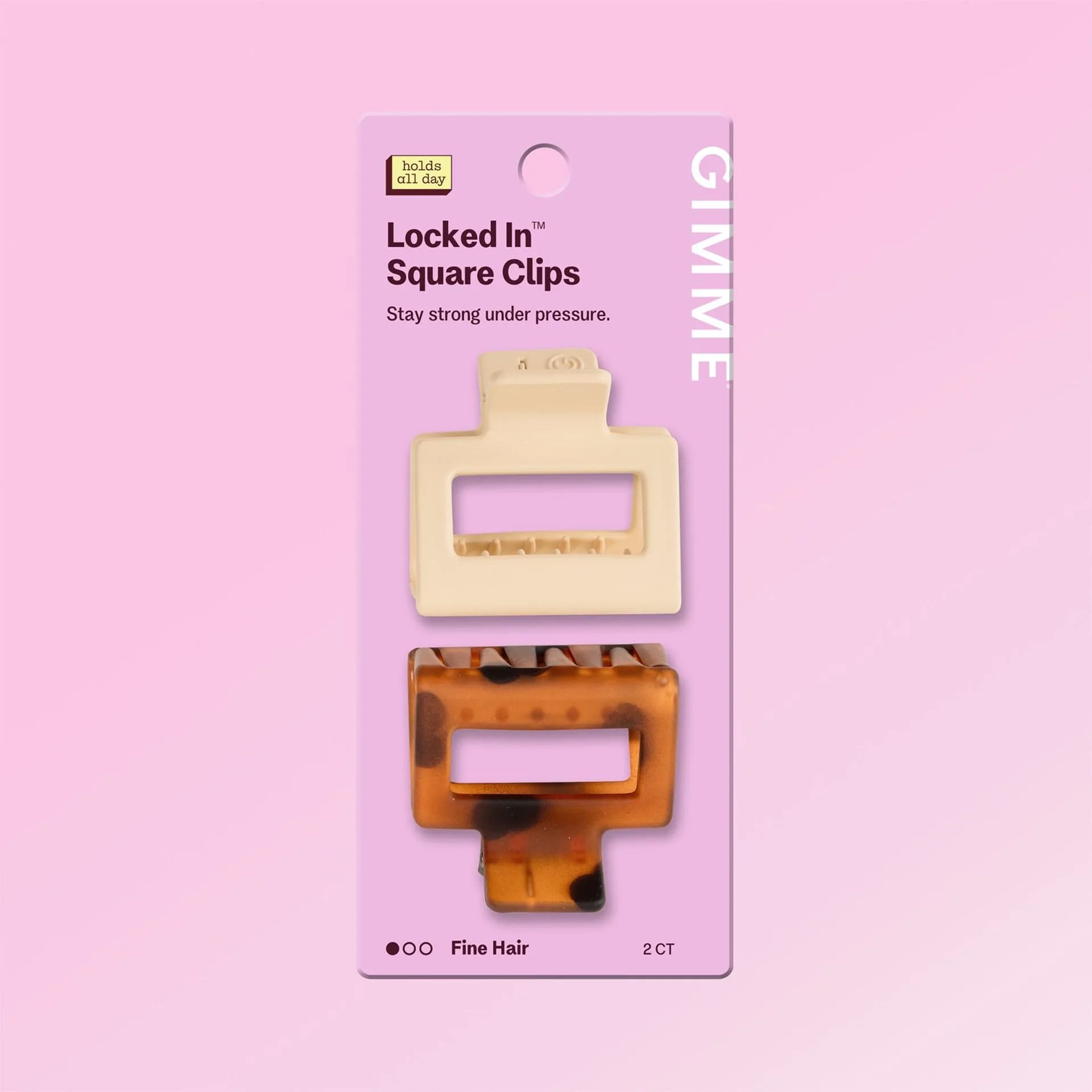 Locked In Square Claw Clips For Fine or Thinner Hair - Tortoise & Tan
