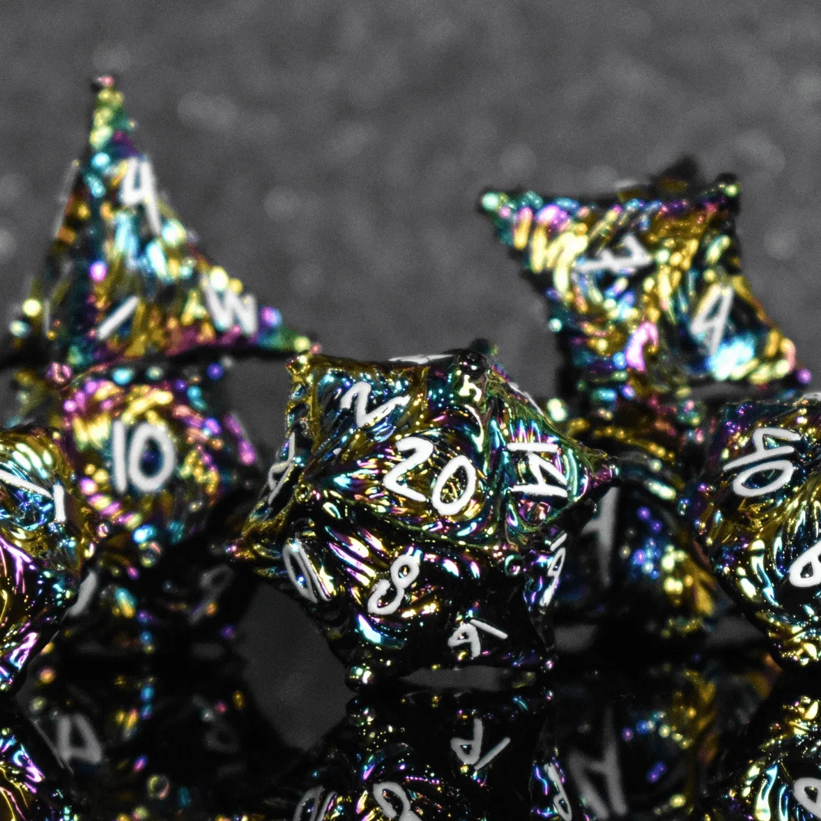Pre-Order || Vortex Warp Metal Dice Set - Iridescent