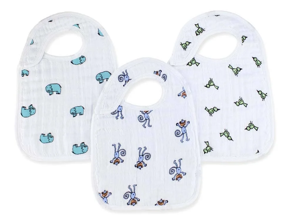 boutique 100% cotton muslin snap bibs 3 pack