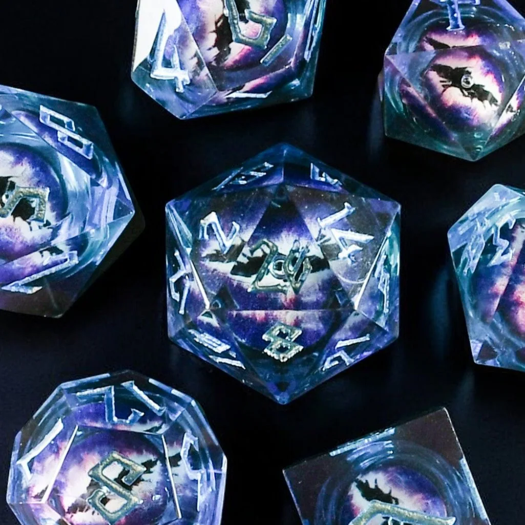 Pre-Order || Enchanted Dragon (Blue) Liquid Core Dice Set