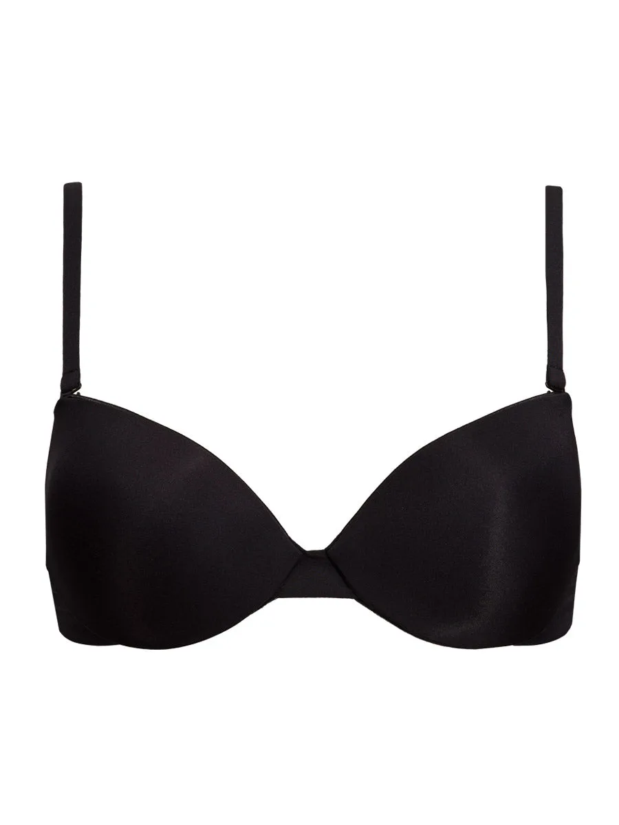Reggiseno multifunzione con coppe imbottite, ferretto invisibile, spalline removibili + spalline in silicone - NERO - 1586NEW