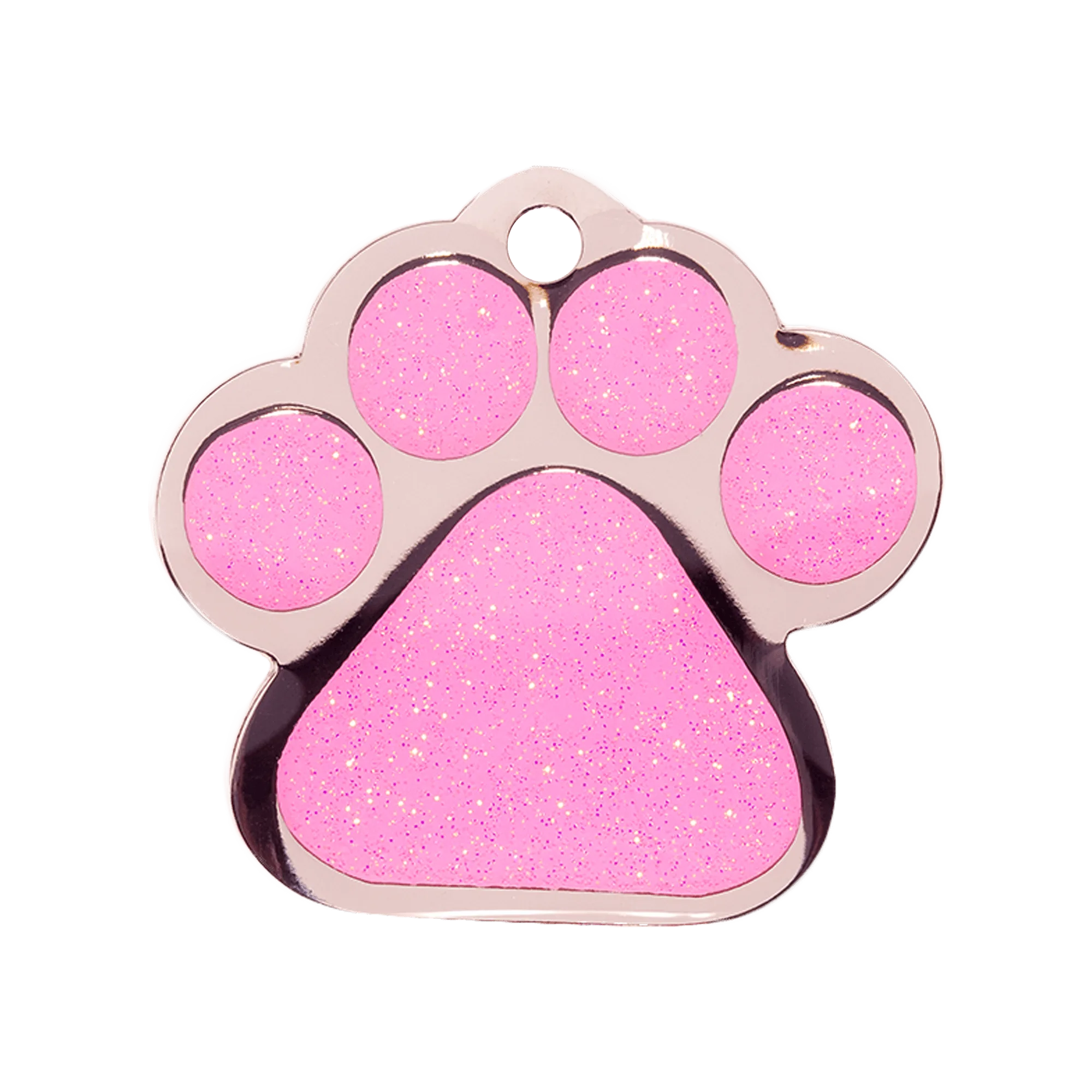 Pink Sparkle Small Paw Pet ID Tag