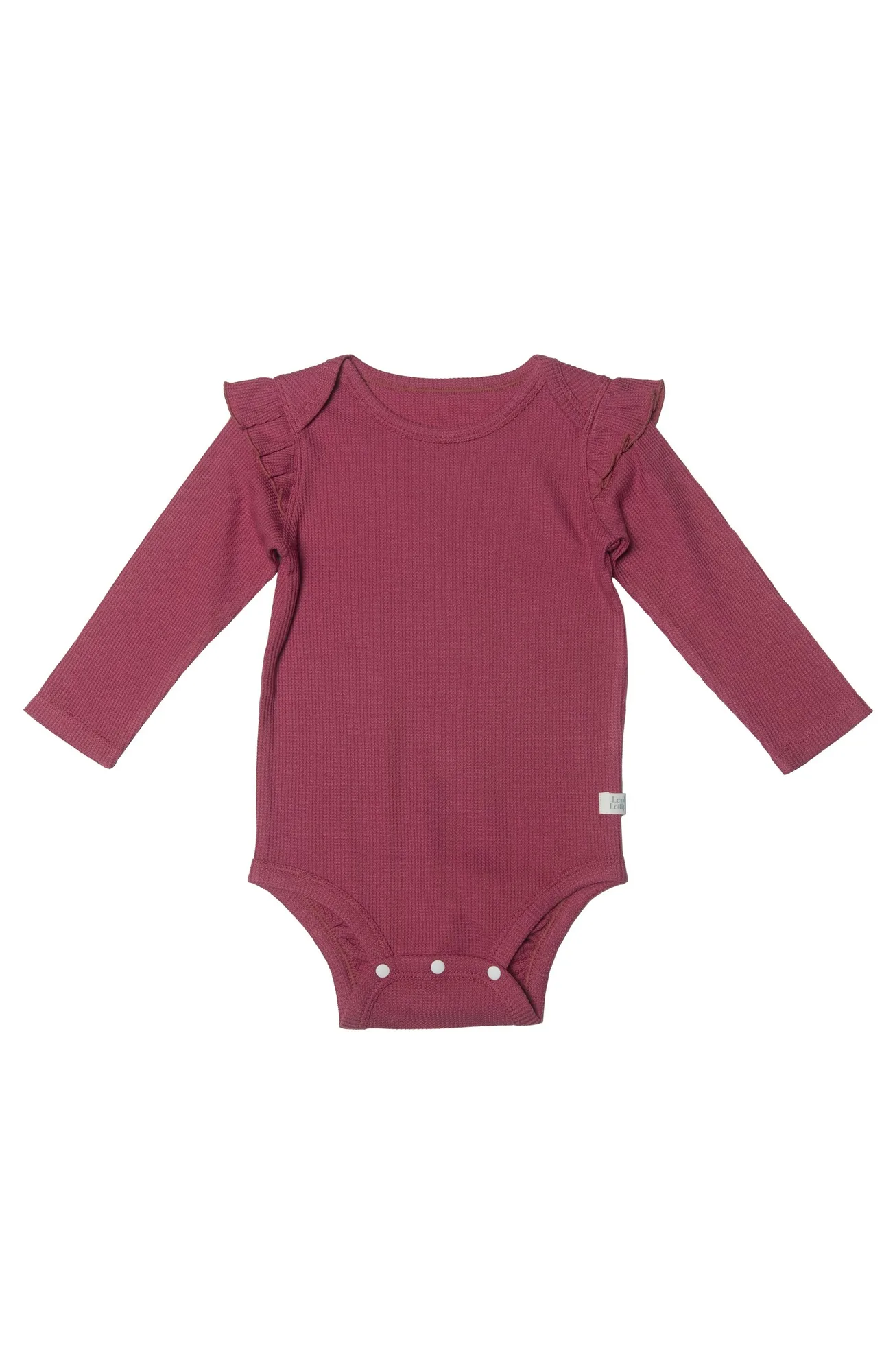 Waffle Long Sleeve Ruffle Bodysuit in TENCEL™ Lyocell - Mauvewood