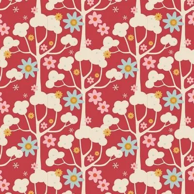 Tilda Jubilee – Wildgarden Red 1/2 Yard