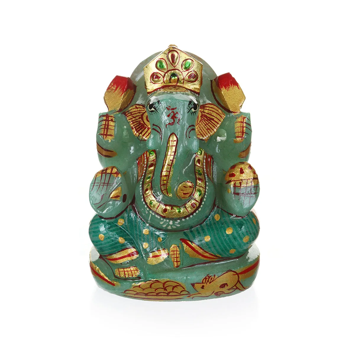 Ganesha Hindoe God, Groene Jaden Beeld