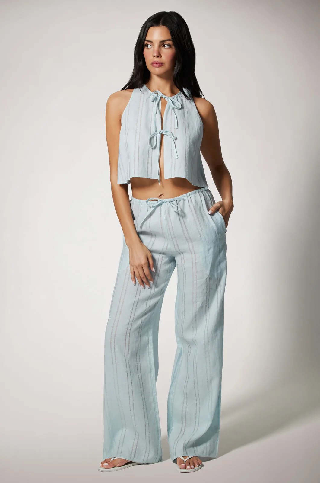 LINEN STRIPE PANT