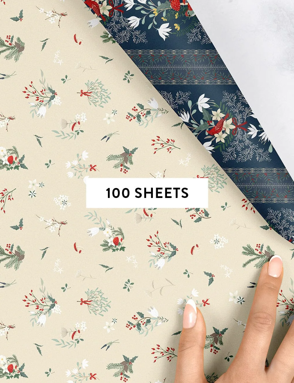 Christmas Birds / Heirloom Holly Gift Wrap 100pk