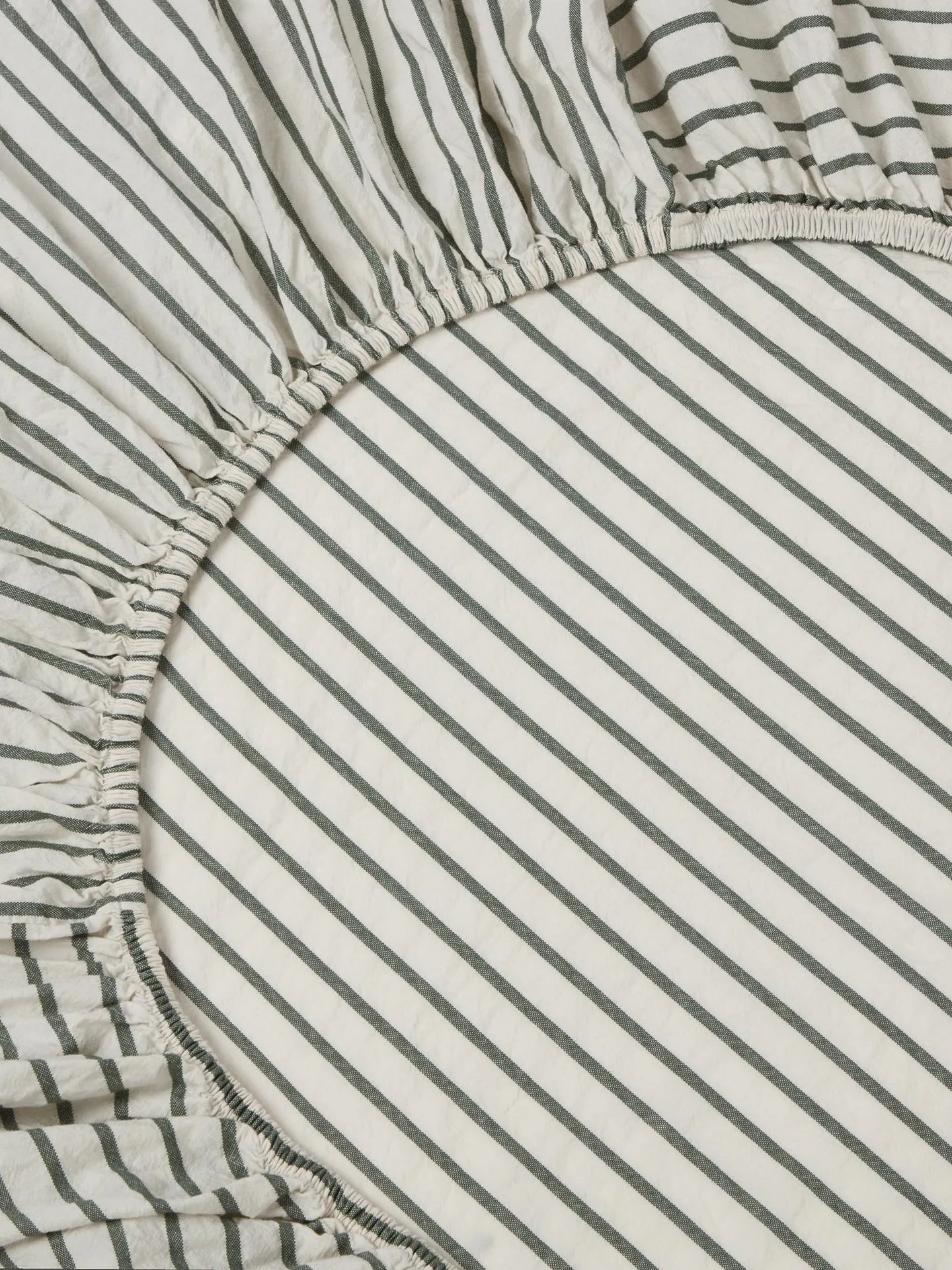 Spruce Green Texture Stripe Cotton Kids Fitted Sheet