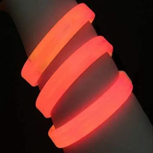 8 Inch Triple Wide Orange Glow Bracelets / Wristbands - 25 Per Pack
