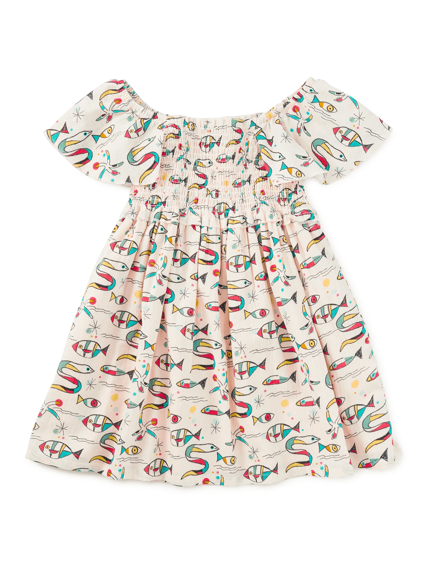 Robe smockée à manches volantées