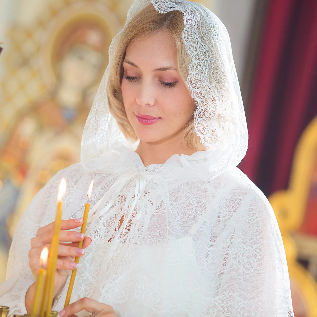 ZABELLA Catholic Church Mantilla – Italian Merletti Guipure Lace Veil