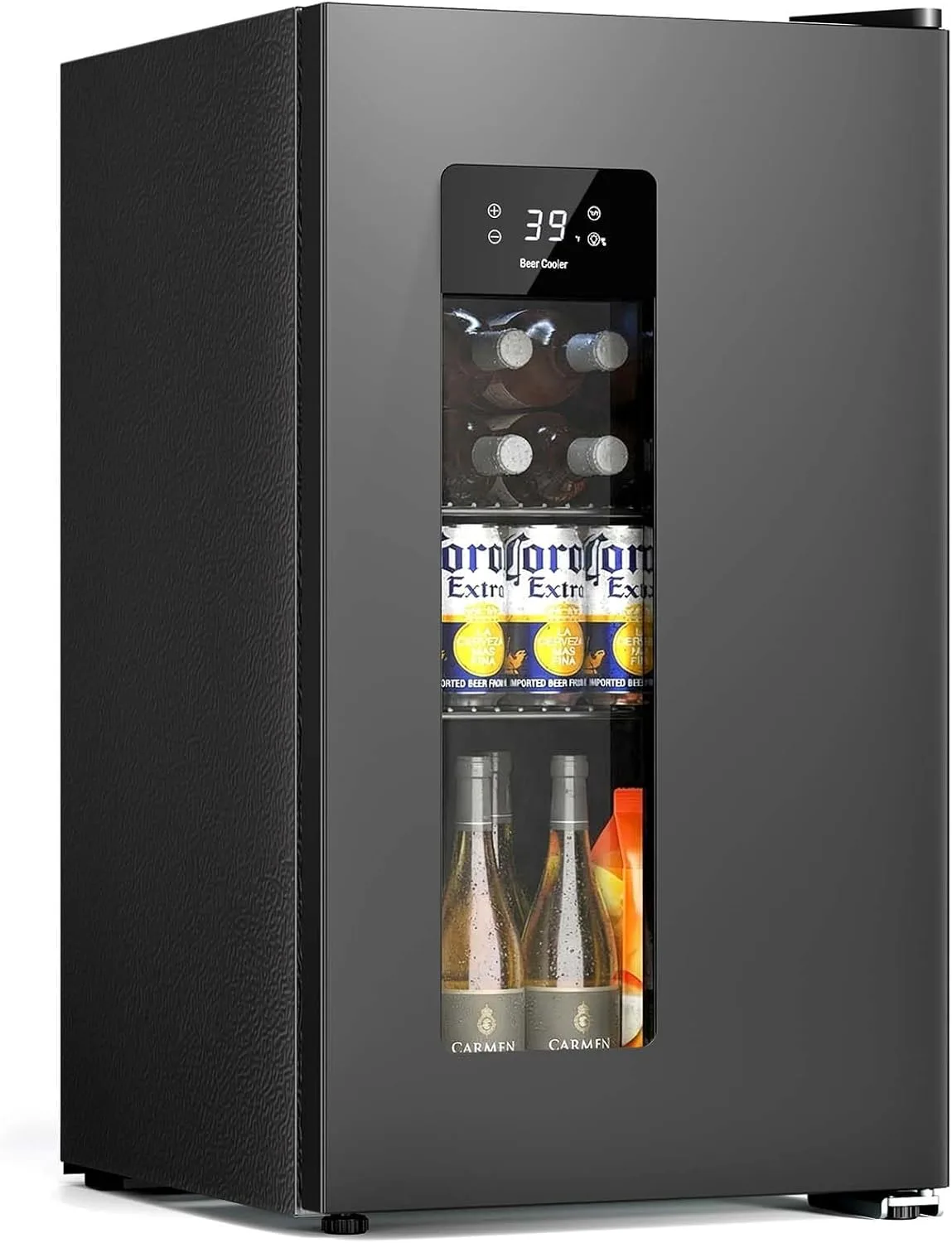 Antarctic Star 3,2 cu.ft. Mini Koelkast met automatische ontdooiing, drankkoelkast voor 130 blikjes met glazen deur en verstelbare planken