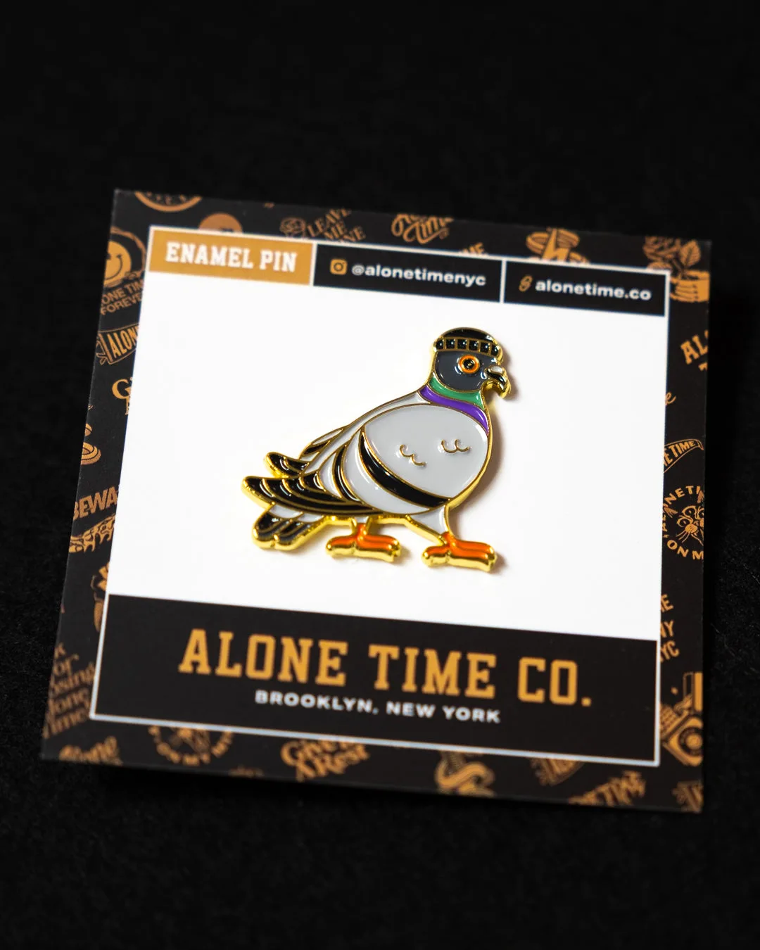 Pigeon With Beanie - Soft Gold Enamel Pin With Backing Card
