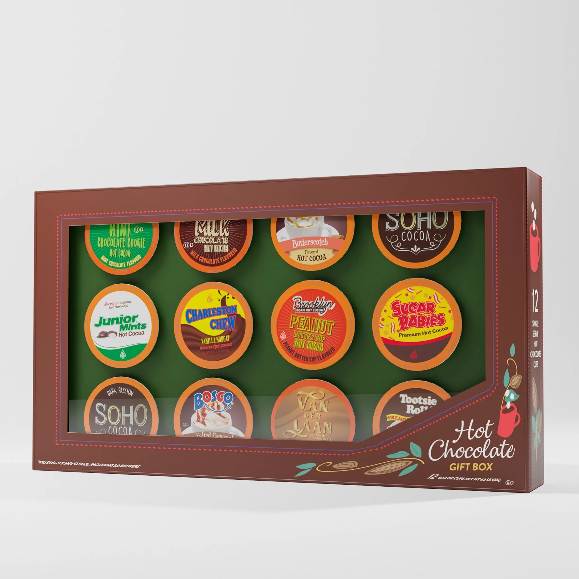 CONFEZIONE REGALO VARIETÀ FESTIVA di cialde per cioccolata calda (CONFEZIONE DA 6)