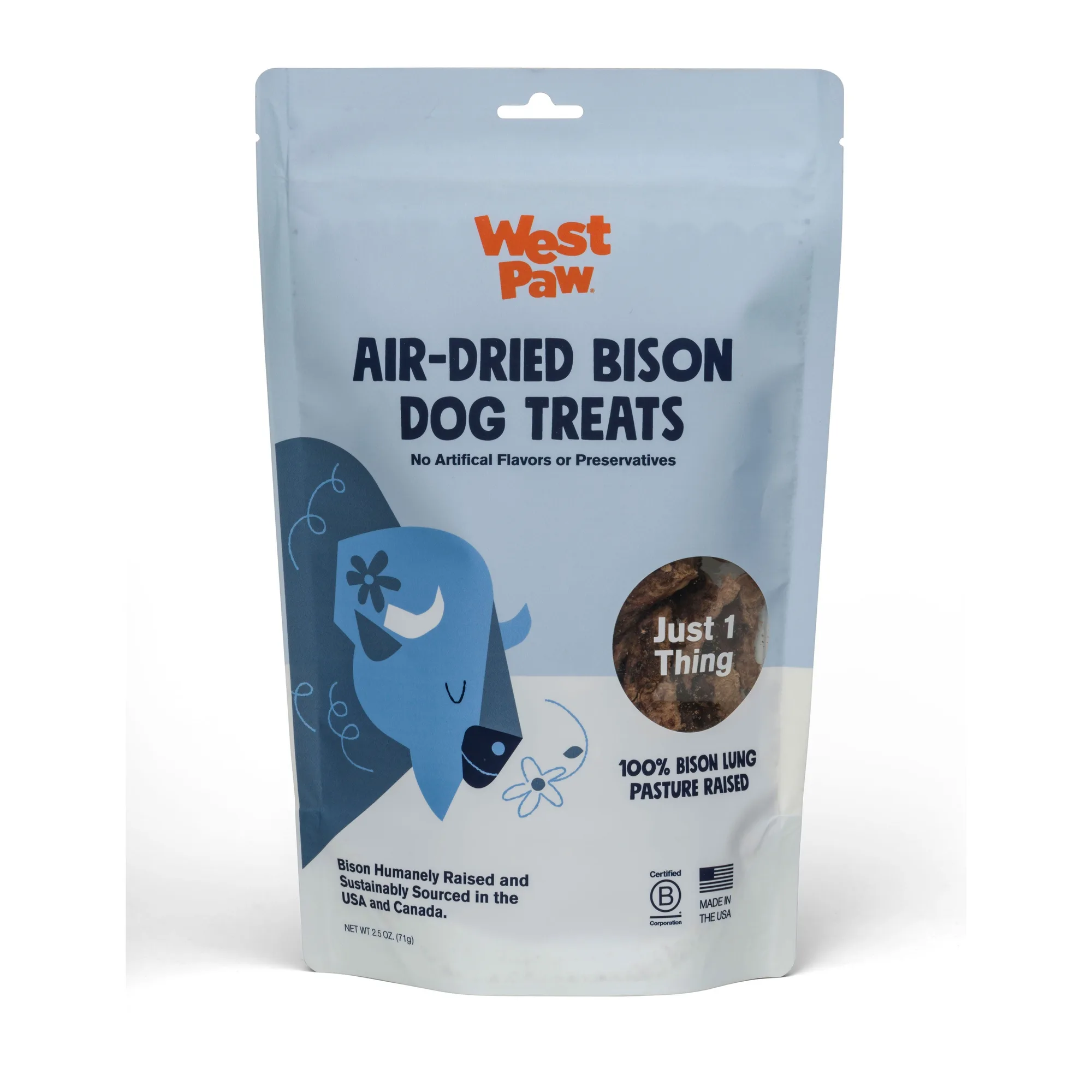 West Paw luchtgedroogde bizonlongtraktaties 2,5 oz