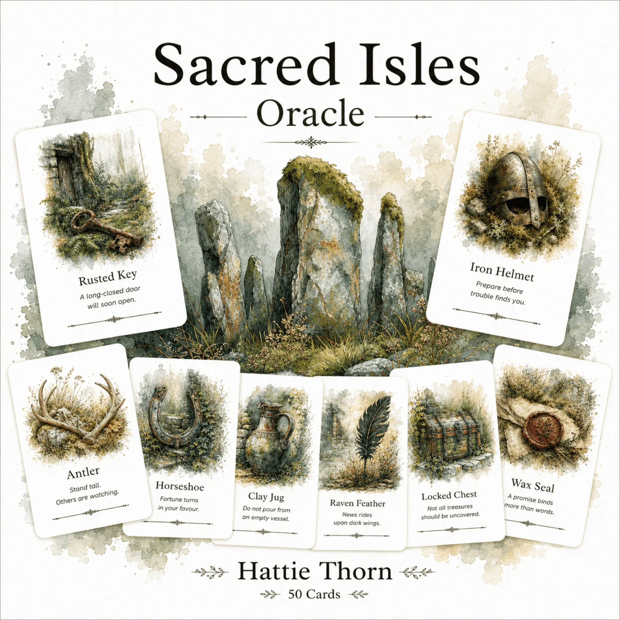 Sacred Isles Oracle 🐦⬛ 50 relics, omens, and forgotten treasures carrying messages from the old landscapes of Britain.