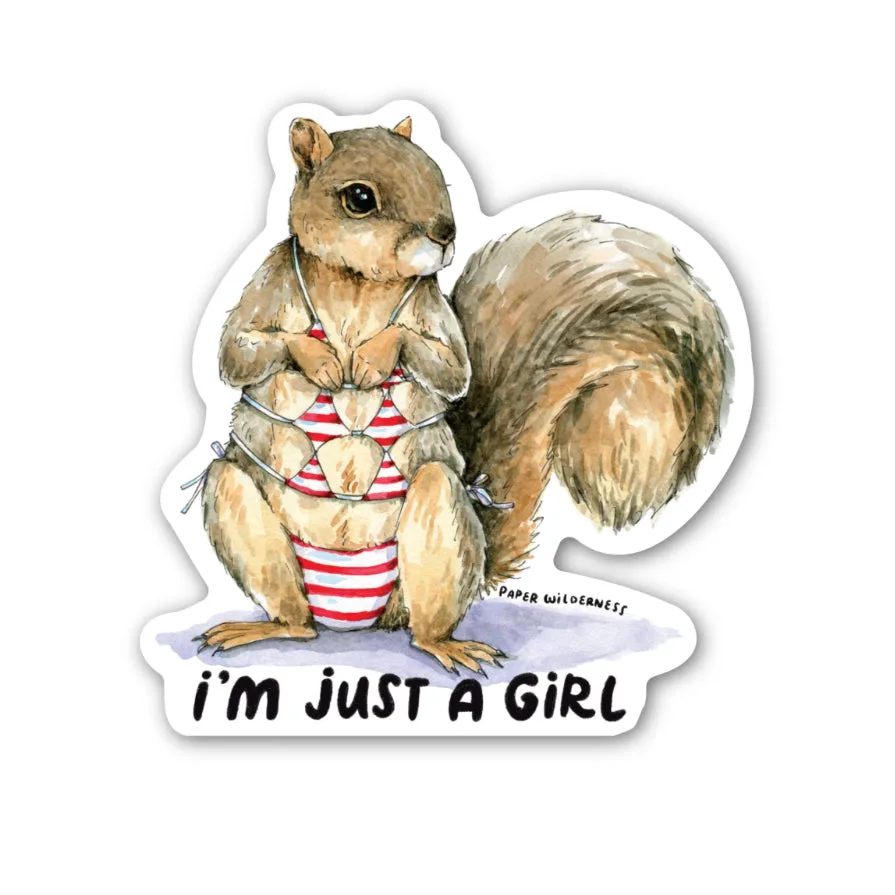 Je ne suis qu'une écureuil fille Vinyl Die Cut Weatherproof Sticker