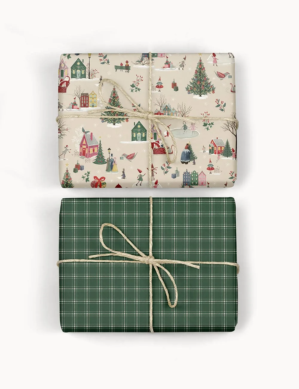 País de las maravillas invernal / Tartán de abeto - 6 láminas de papel de regalo navideño
